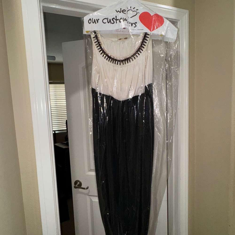 Elegant Black and White Gown
